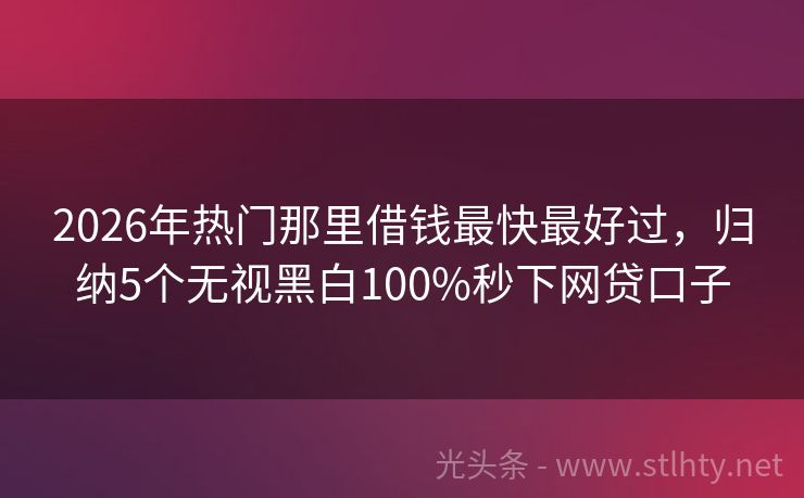 2026年热门那里借钱最快最好过，归纳5个无视黑白100%秒下网贷口子