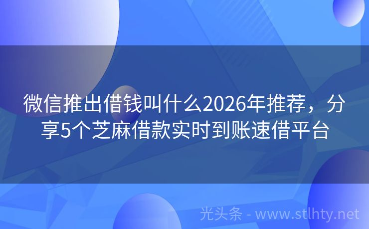 微信推出借钱叫什么2026年推荐，分享5个芝麻借款实时到账速借平台