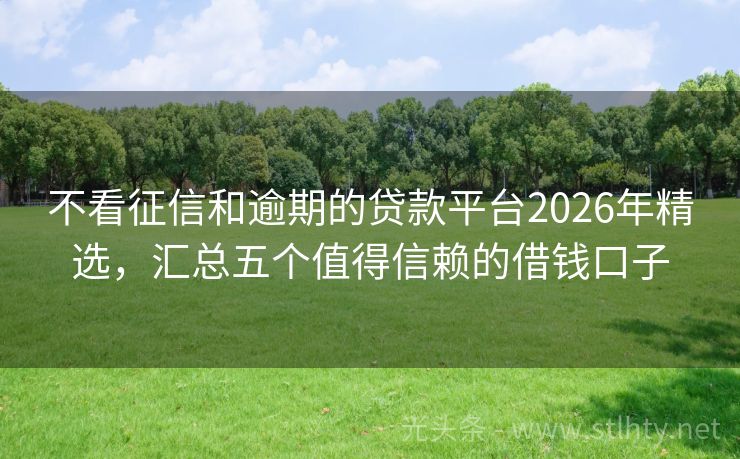 不看征信和逾期的贷款平台2026年精选，汇总五个值得信赖的借钱口子