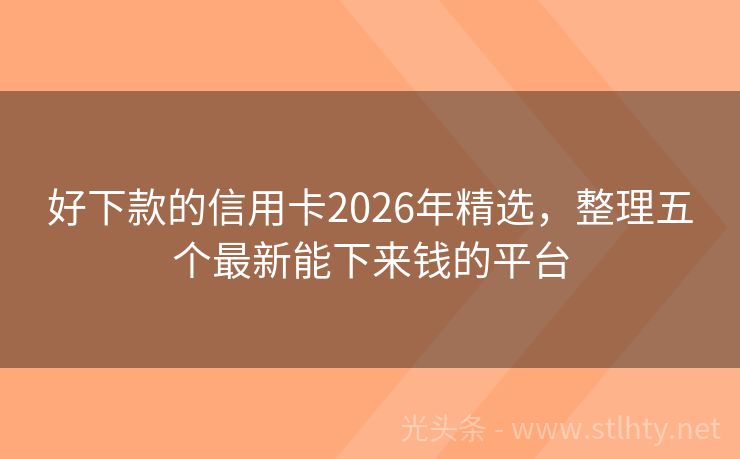 好下款的信用卡2026年精选，整理五个最新能下来钱的平台