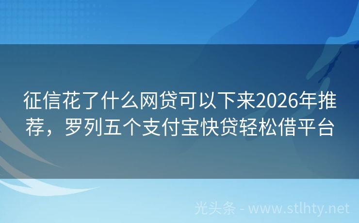 征信花了什么网贷可以下来2026年推荐，罗列五个支付宝快贷轻松借平台