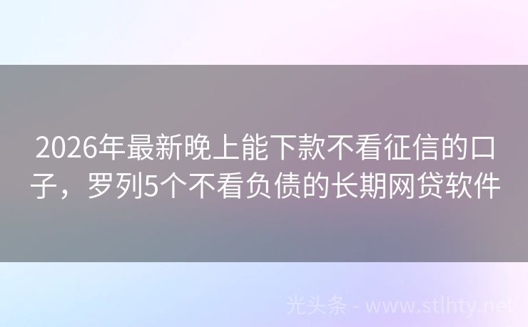 2026年最新晚上能下款不看征信的口子，罗列5个不看负债的长期网贷软件