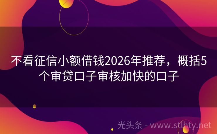 不看征信小额借钱2026年推荐，概括5个审贷口子审核加快的口子