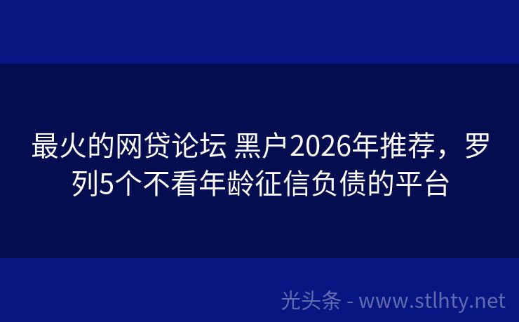 最火的网贷论坛 黑户2026年推荐，罗列5个不看年龄征信负债的平台