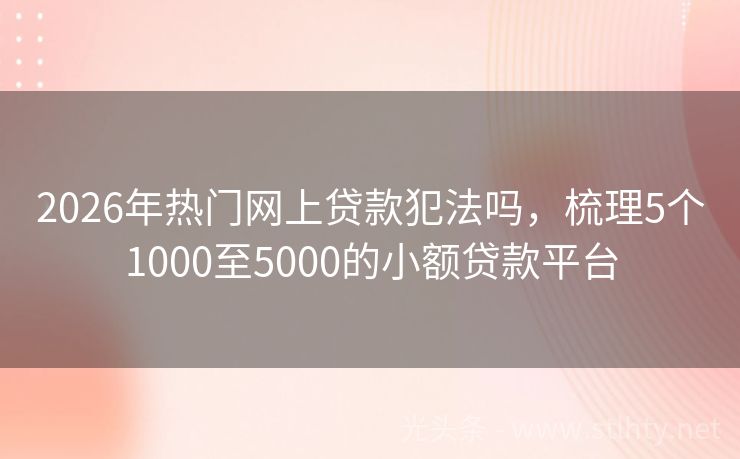 2026年热门网上贷款犯法吗，梳理5个1000至5000的小额贷款平台