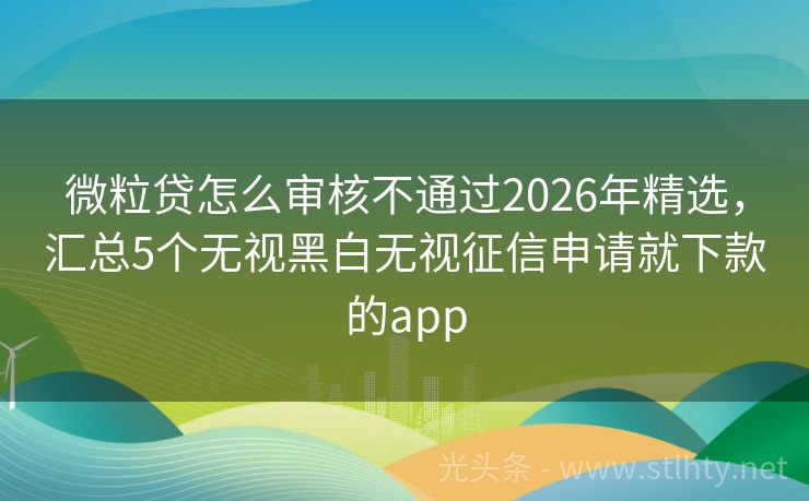 微粒贷怎么审核不通过2026年精选，汇总5个无视黑白无视征信申请就下款的app