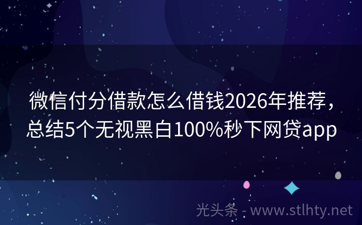 微信付分借款怎么借钱2026年推荐，总结5个无视黑白100%秒下网贷app