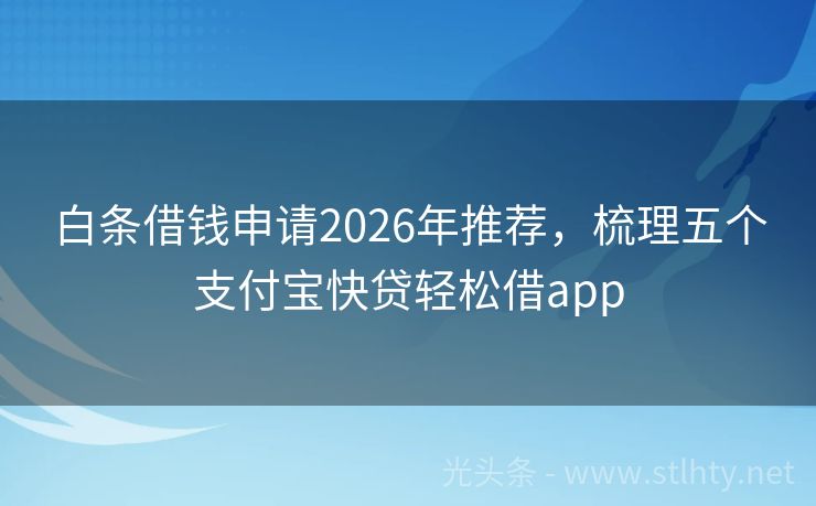 白条借钱申请2026年推荐，梳理五个支付宝快贷轻松借app