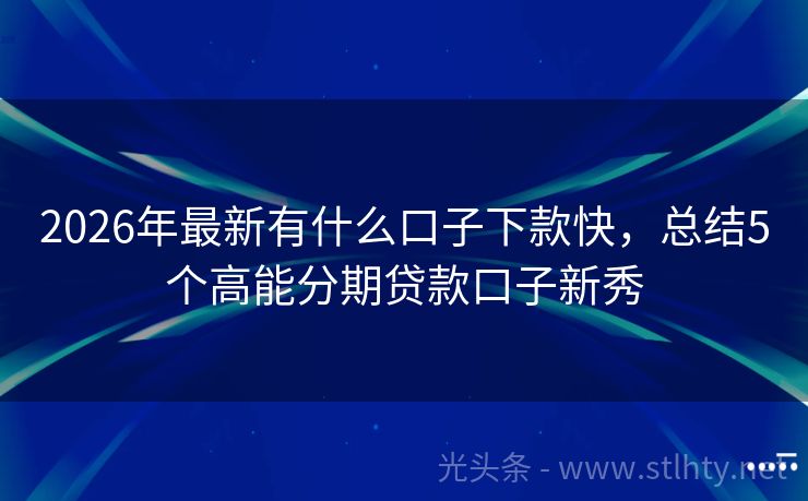 2026年最新有什么口子下款快，总结5个高能分期贷款口子新秀
