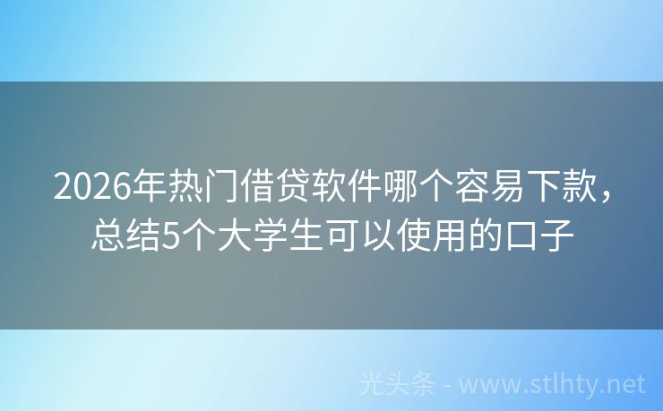 2026年热门借贷软件哪个容易下款，总结5个大学生可以使用的口子