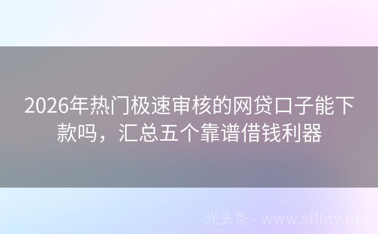 2026年热门极速审核的网贷口子能下款吗，汇总五个靠谱借钱利器