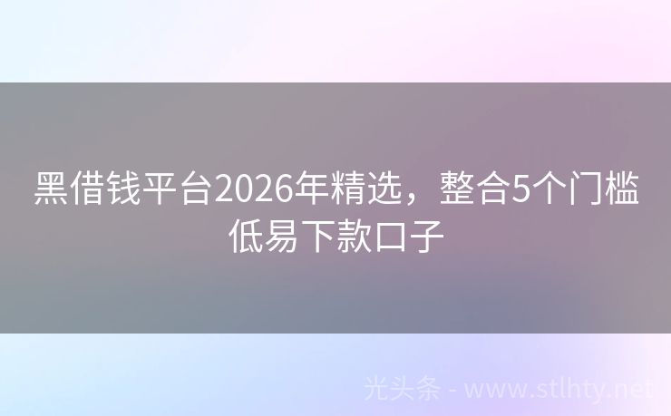 黑借钱平台2026年精选，整合5个门槛低易下款口子