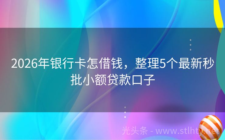 2026年银行卡怎借钱，整理5个最新秒批小额贷款口子
