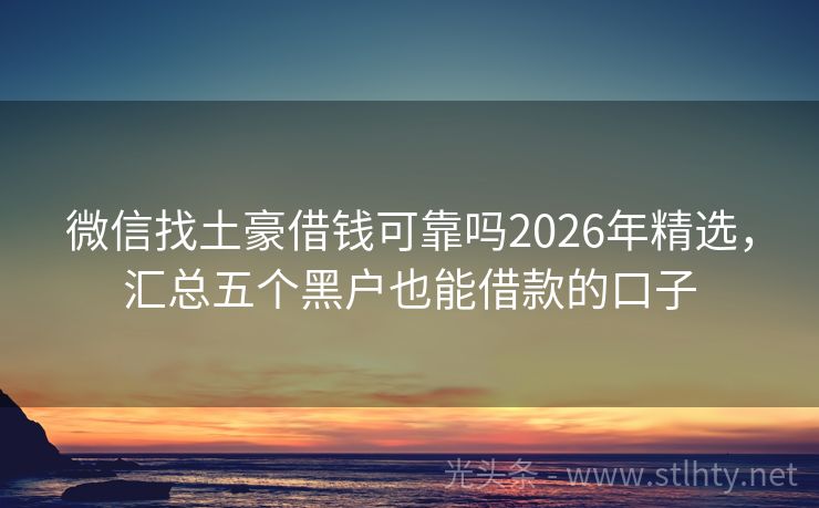 微信找土豪借钱可靠吗2026年精选，汇总五个黑户也能借款的口子