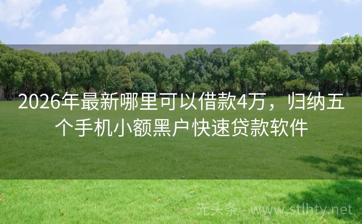 2026年最新哪里可以借款4万，归纳五个手机小额黑户快速贷款软件