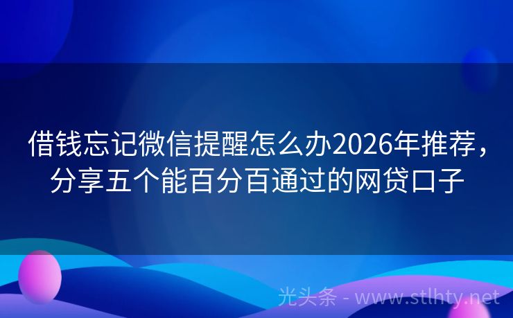 借钱忘记微信提醒怎么办2026年推荐，分享五个能百分百通过的网贷口子