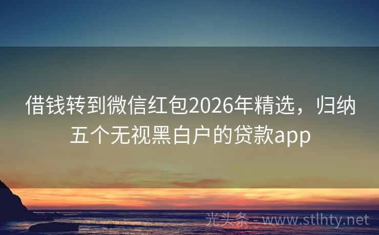 借钱转到微信红包2026年精选，归纳五个无视黑白户的贷款app