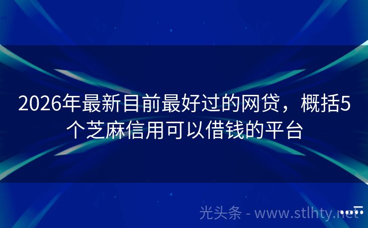 2026年最新目前最好过的网贷，概括5个芝麻信用可以借钱的平台