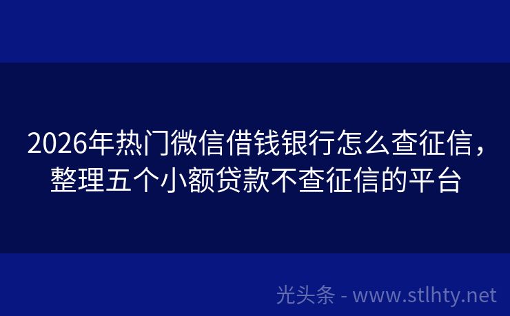 2026年热门微信借钱银行怎么查征信，整理五个小额贷款不查征信的平台