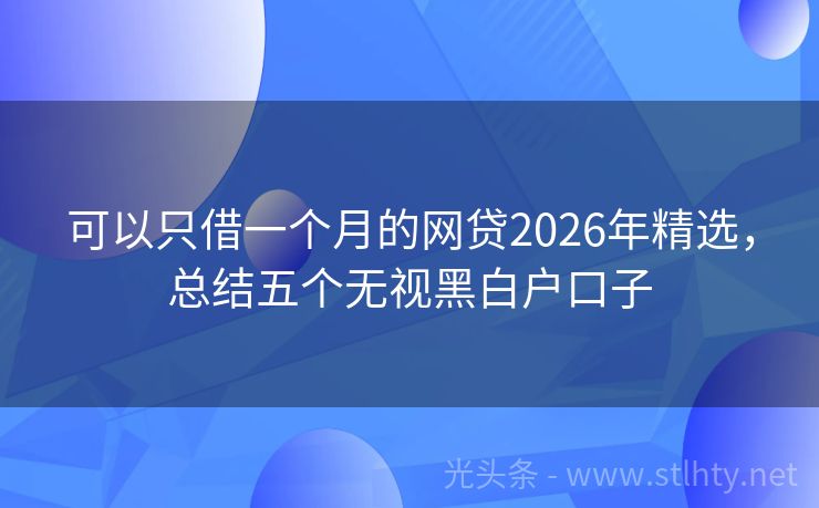 可以只借一个月的网贷2026年精选，总结五个无视黑白户口子
