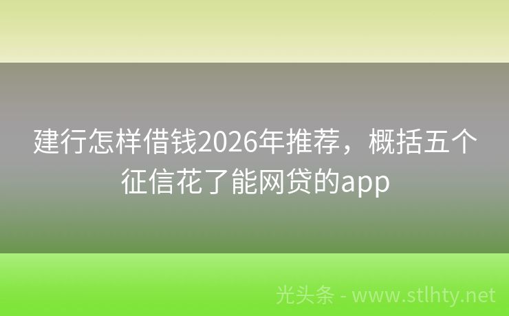 建行怎样借钱2026年推荐，概括五个征信花了能网贷的app