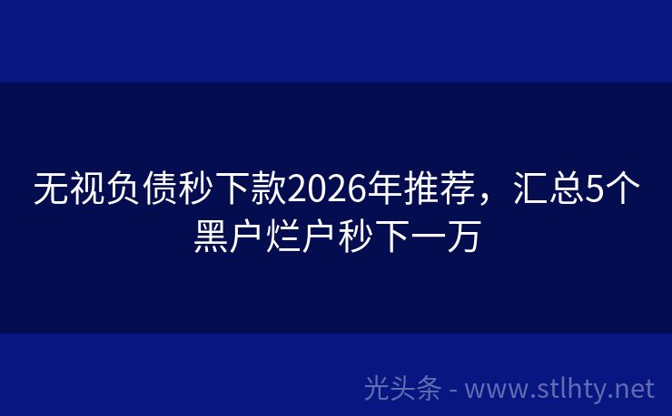 无视负债秒下款2026年推荐，汇总5个黑户烂户秒下一万