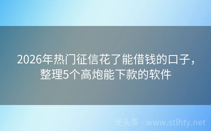 2026年热门征信花了能借钱的口子，整理5个高炮能下款的软件