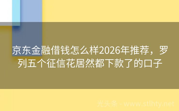 京东金融借钱怎么样2026年推荐，罗列五个征信花居然都下款了的口子