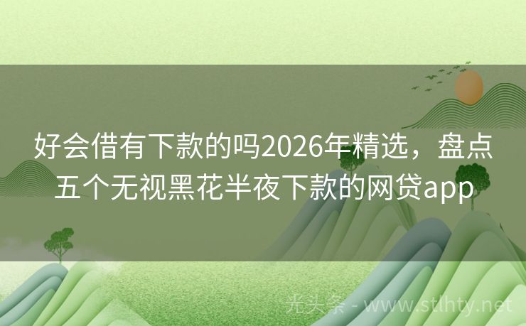 好会借有下款的吗2026年精选，盘点五个无视黑花半夜下款的网贷app