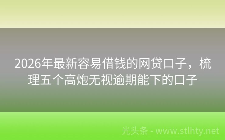 2026年最新容易借钱的网贷口子，梳理五个高炮无视逾期能下的口子