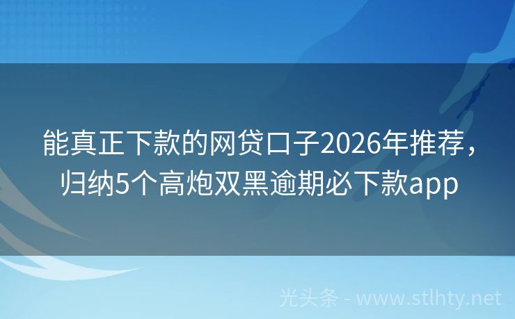 能真正下款的网贷口子2026年推荐，归纳5个高炮双黑逾期必下款app