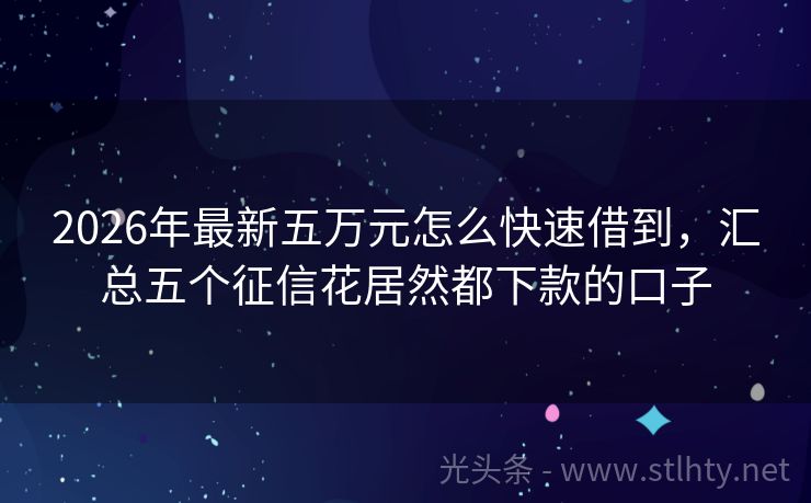2026年最新五万元怎么快速借到，汇总五个征信花居然都下款的口子