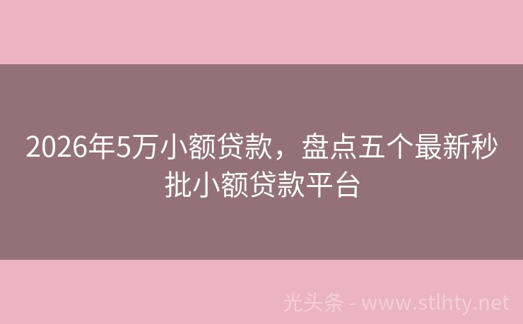 2026年5万小额贷款，盘点五个最新秒批小额贷款平台