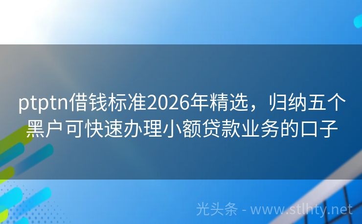 ptptn借钱标准2026年精选，归纳五个黑户可快速办理小额贷款业务的口子