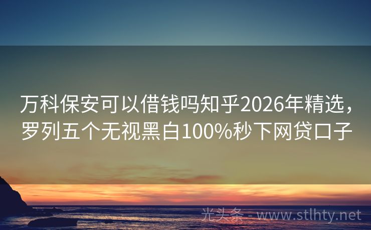 万科保安可以借钱吗知乎2026年精选，罗列五个无视黑白100%秒下网贷口子