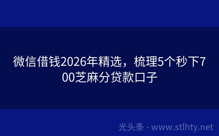 微信借钱2026年精选，梳理5个秒下700芝麻分贷款口子