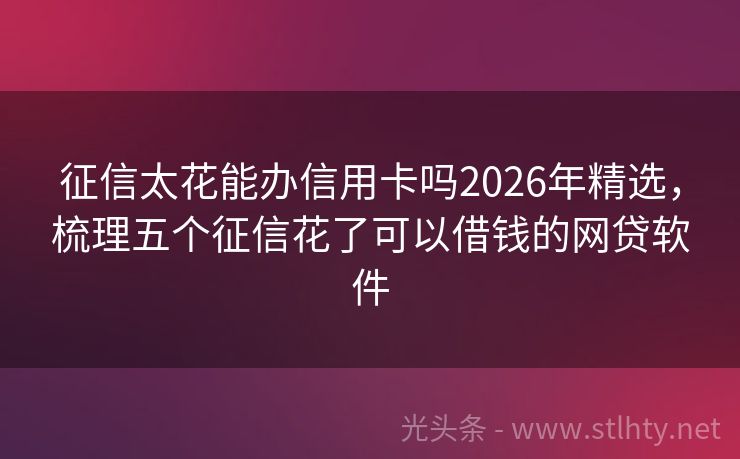 征信太花能办信用卡吗2026年精选，梳理五个征信花了可以借钱的网贷软件