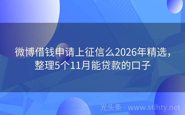 微博借钱申请上征信么2026年精选，整理5个11月能贷款的口子