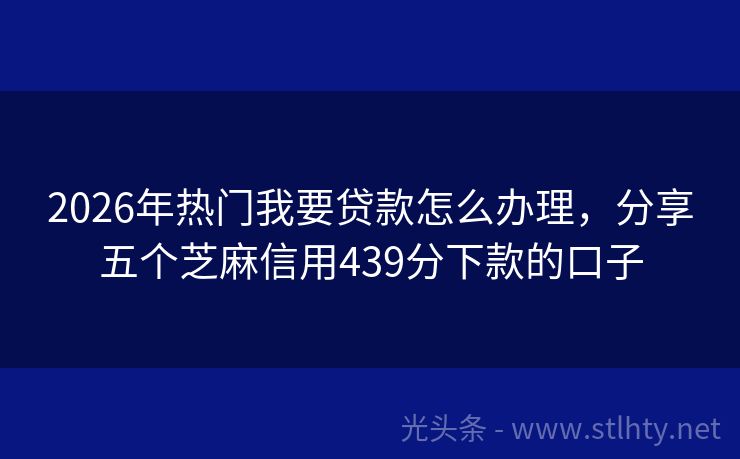 2026年热门我要贷款怎么办理，分享五个芝麻信用439分下款的口子