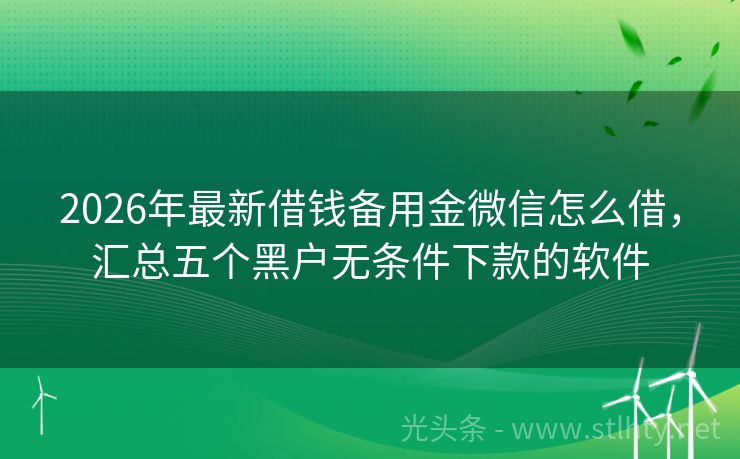 2026年最新借钱备用金微信怎么借，汇总五个黑户无条件下款的软件