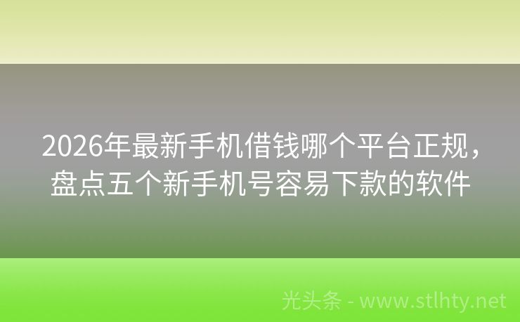 2026年最新手机借钱哪个平台正规，盘点五个新手机号容易下款的软件