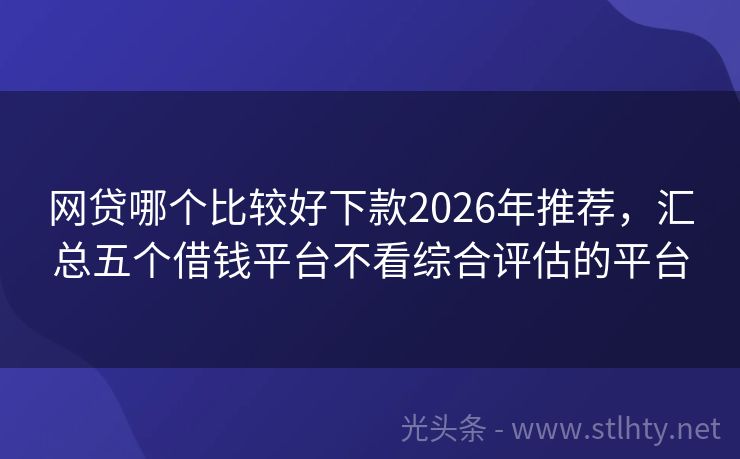 网贷哪个比较好下款2026年推荐，汇总五个借钱平台不看综合评估的平台