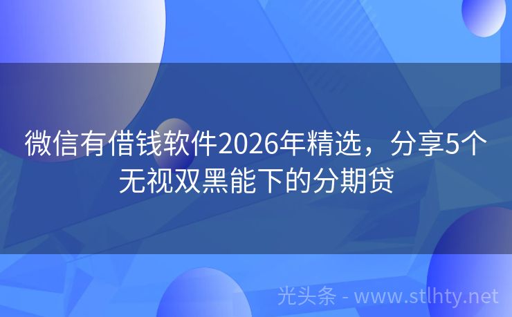 微信有借钱软件2026年精选，分享5个无视双黑能下的分期贷