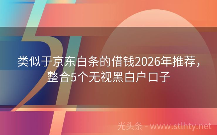类似于京东白条的借钱2026年推荐，整合5个无视黑白户口子