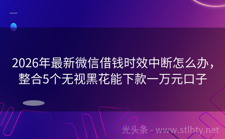 2026年最新微信借钱时效中断怎么办，整合5个无视黑花能下款一万元口子