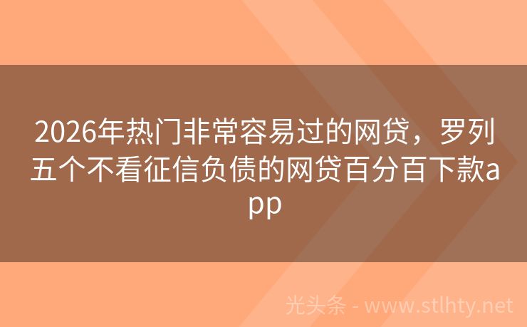 2026年热门非常容易过的网贷，罗列五个不看征信负债的网贷百分百下款app