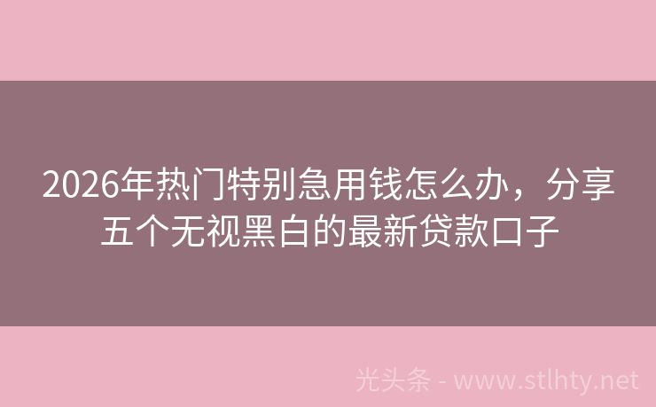 2026年热门特别急用钱怎么办，分享五个无视黑白的最新贷款口子