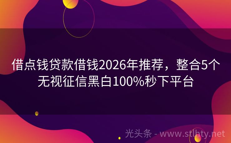 借点钱贷款借钱2026年推荐，整合5个无视征信黑白100%秒下平台