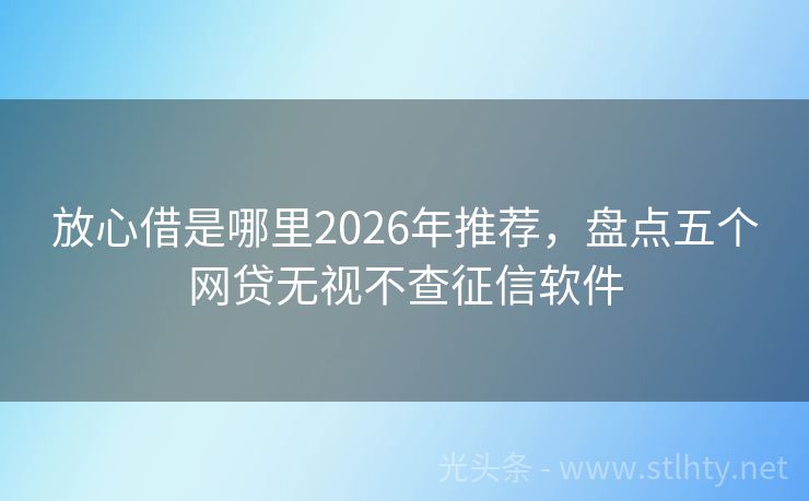 放心借是哪里2026年推荐，盘点五个网贷无视不查征信软件