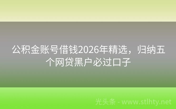 公积金账号借钱2026年精选，归纳五个网贷黑户必过口子